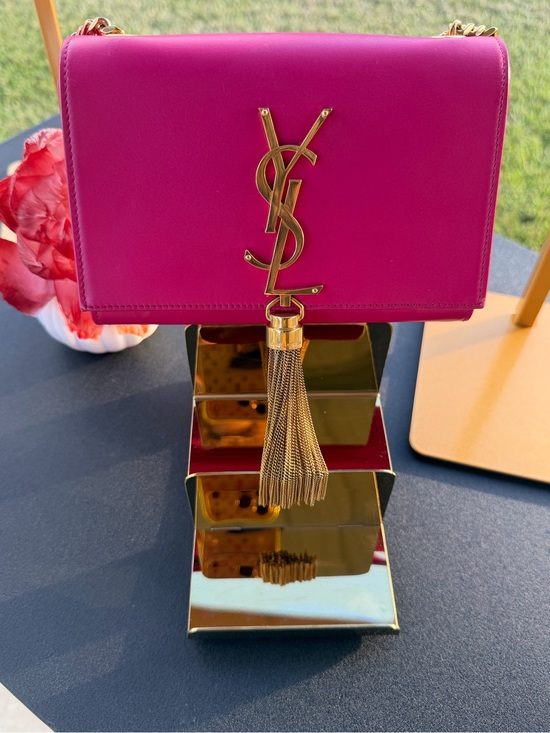 Saint Laurent Handbags - Saint Laurent Hot Pink Leather Tassel Chain Wallet with Gold Hardware